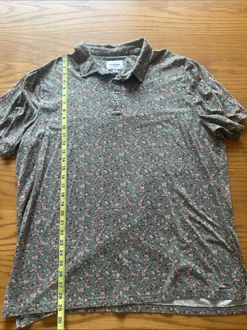 Goodfellow & Co Olive Green Floral Polo
